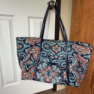 Vera Bradley Navy and Coral Paisley Tote